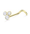 Stone Studded Clubs Silver Curved Nose Stud NSKB-92